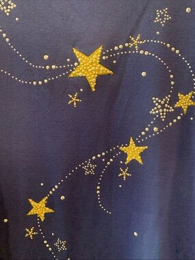 Quacker Factory 3/4 Sleeve Tee with Gold Star Embellishments